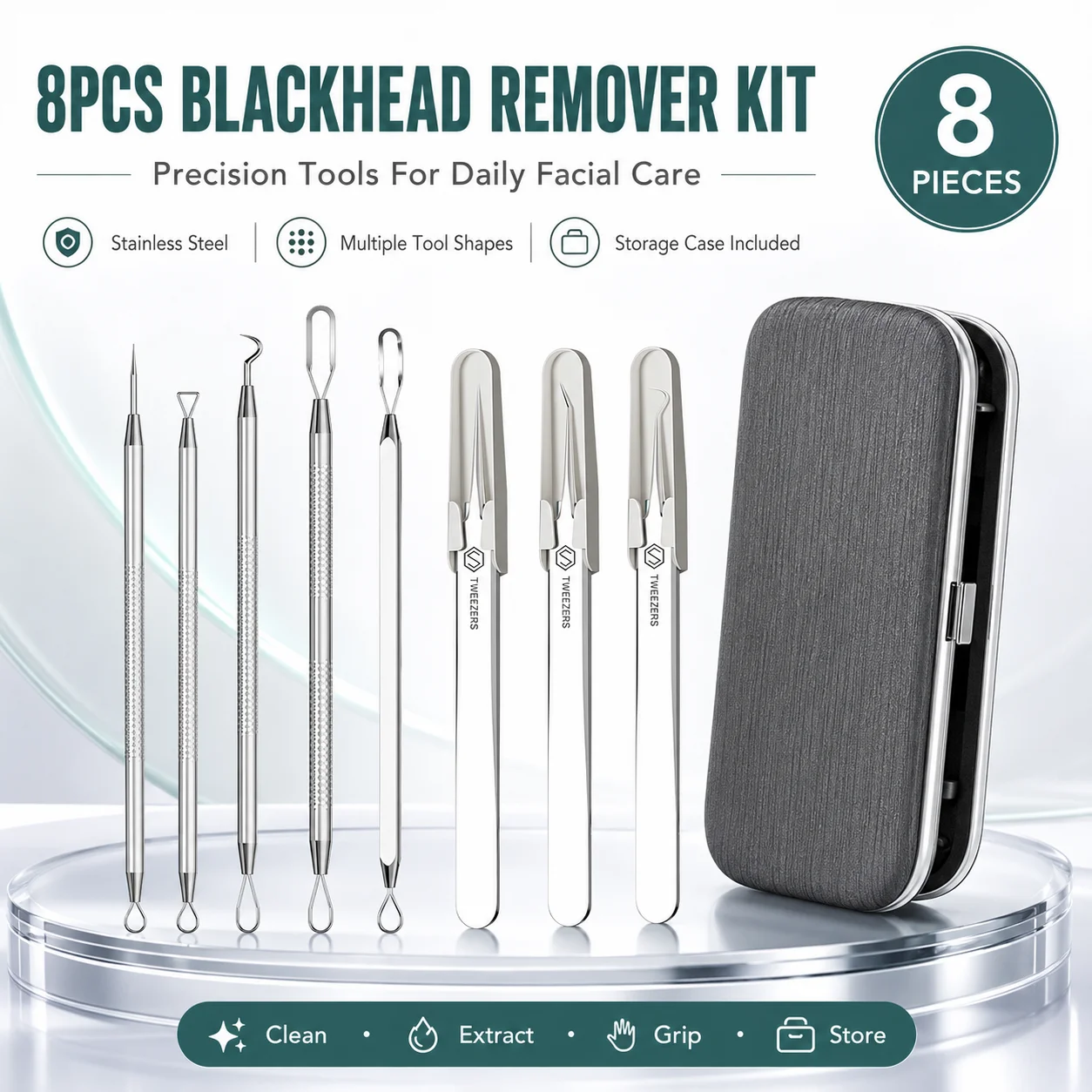 8PCS Blackhead Remover Tool Ki - Luxury Skincare Acne ulasan dan harga